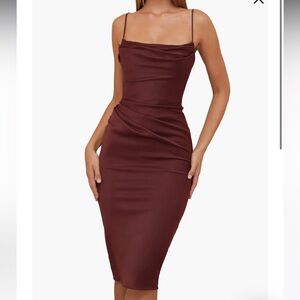 HOUSE OF CB Anja Satin Corset Midi Dress